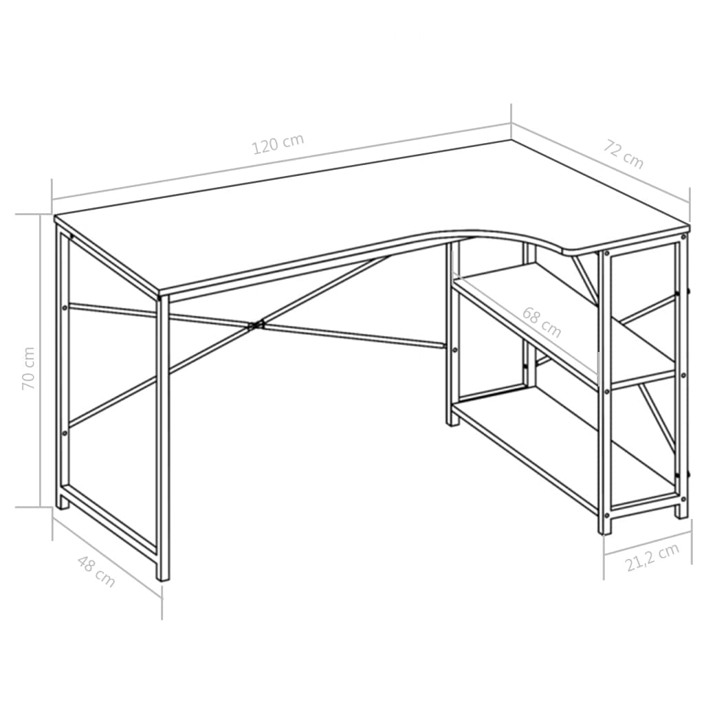 Computer Desk Black and Oak 47.2"x28.3"x27.6"