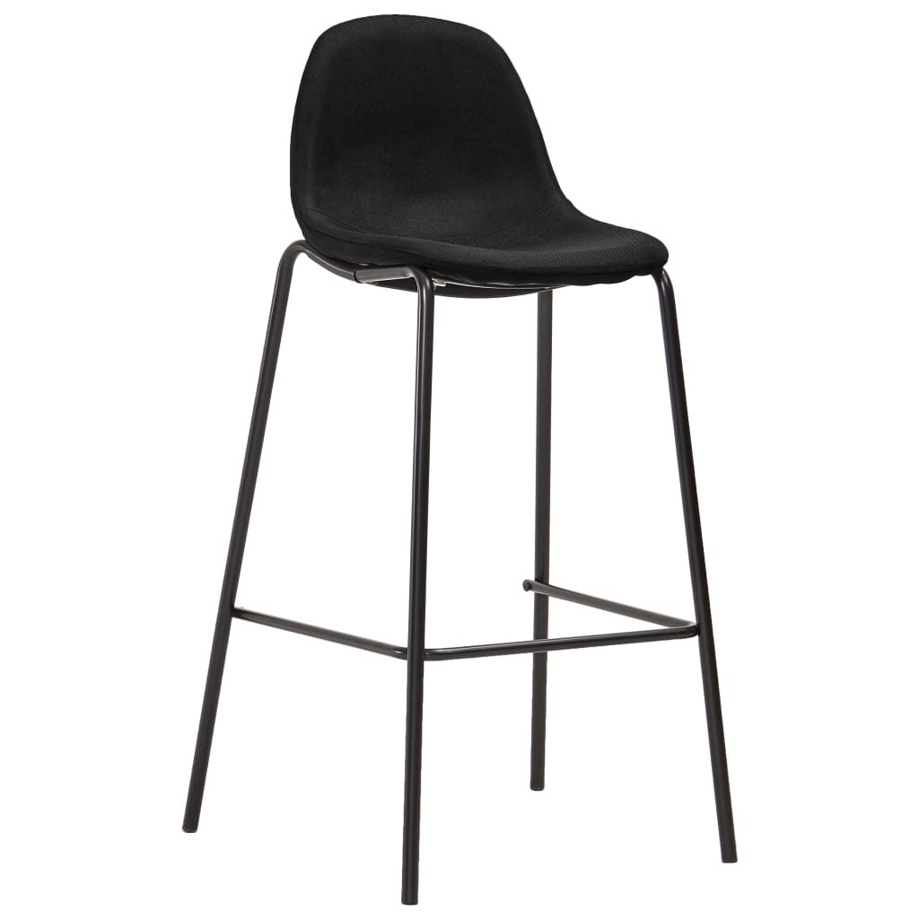 Bar Chair Set of 4 Black Fabric Standard Footrest Bar Stool