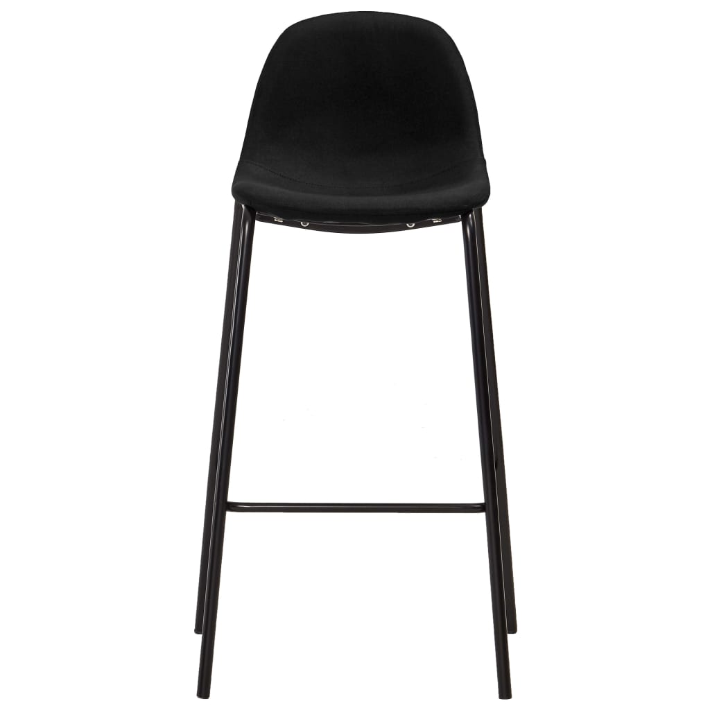 Bar Chair Set of 4 Black Fabric Standard Footrest Bar Stool