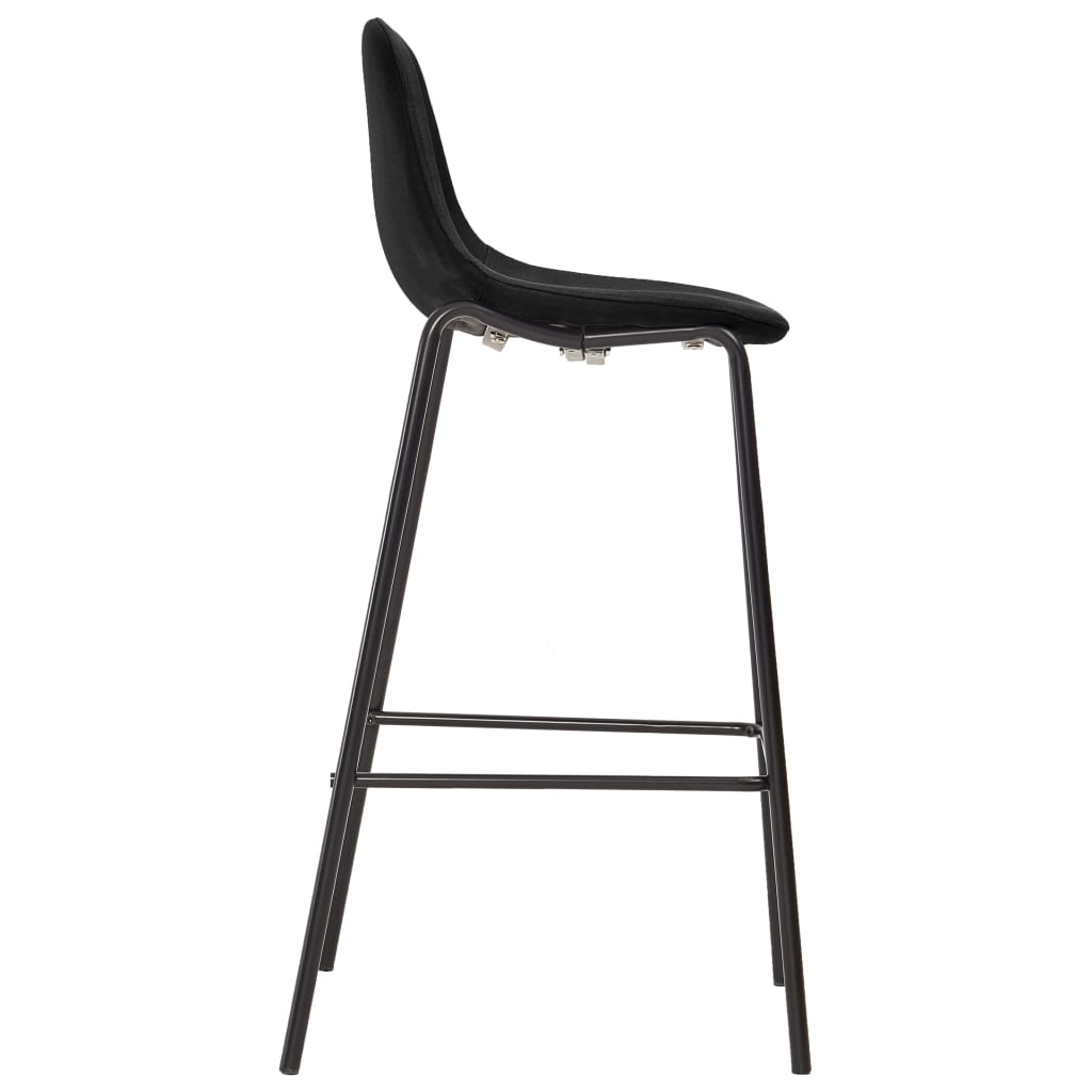 Bar Chair Set of 4 Black Fabric Standard Footrest Bar Stool