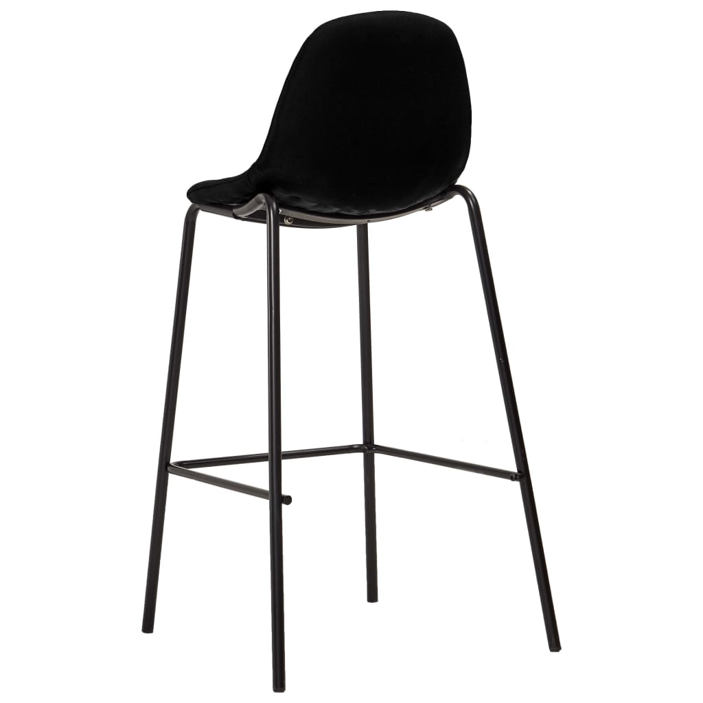 Bar Chair Set of 4 Black Fabric Standard Footrest Bar Stool