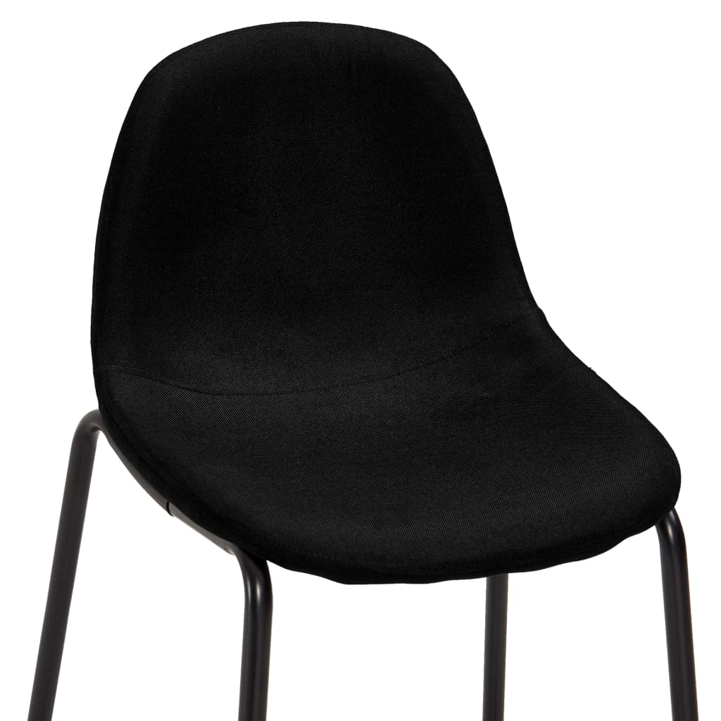 Bar Chair Set of 4 Black Fabric Standard Footrest Bar Stool