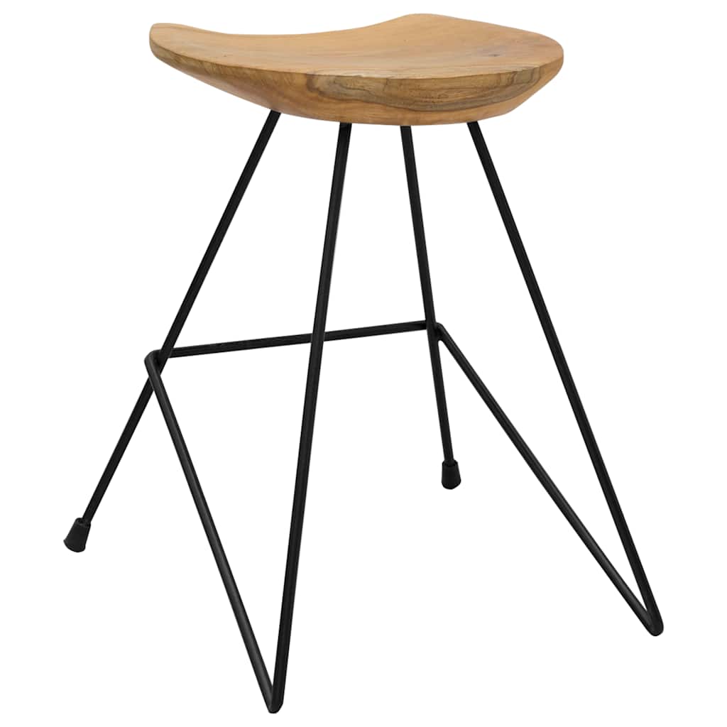 Stool Natural Solid Teak Wood Compact Sturdy Stool Round