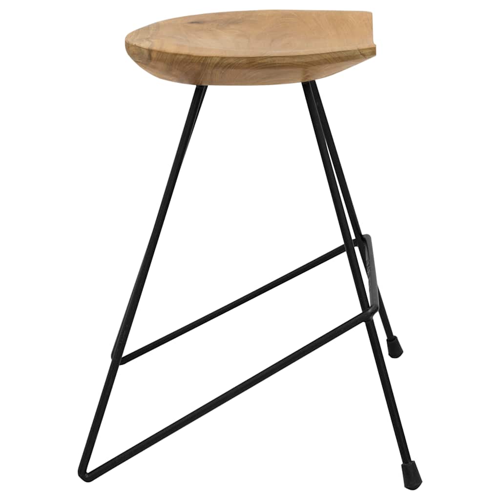 Stool Natural Solid Teak Wood Compact Sturdy Stool Round