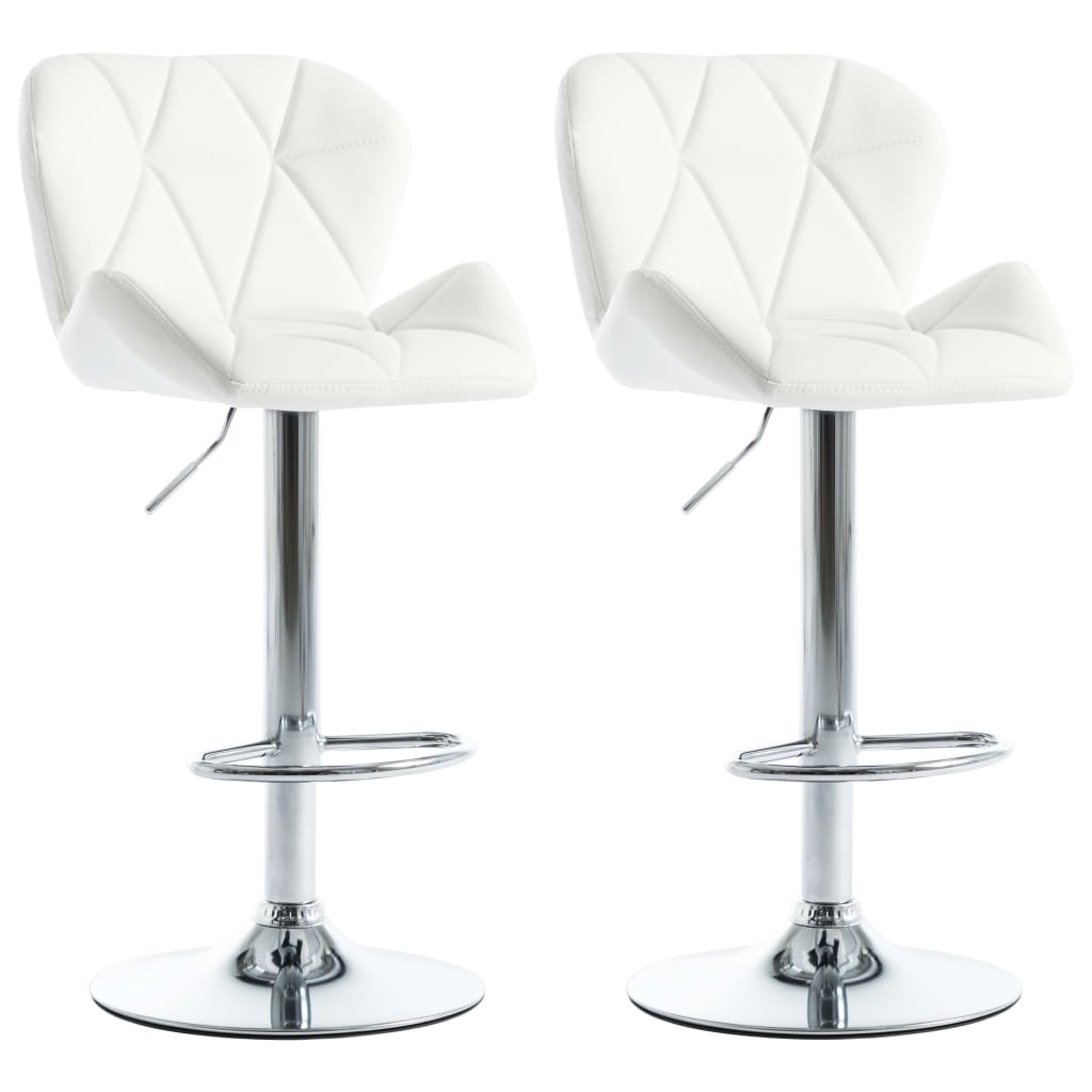 Bar Stools 2 pcs White Faux Leather