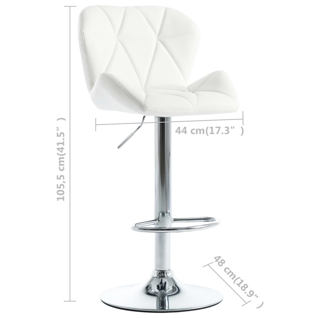 Bar Stools 2 pcs White Faux Leather