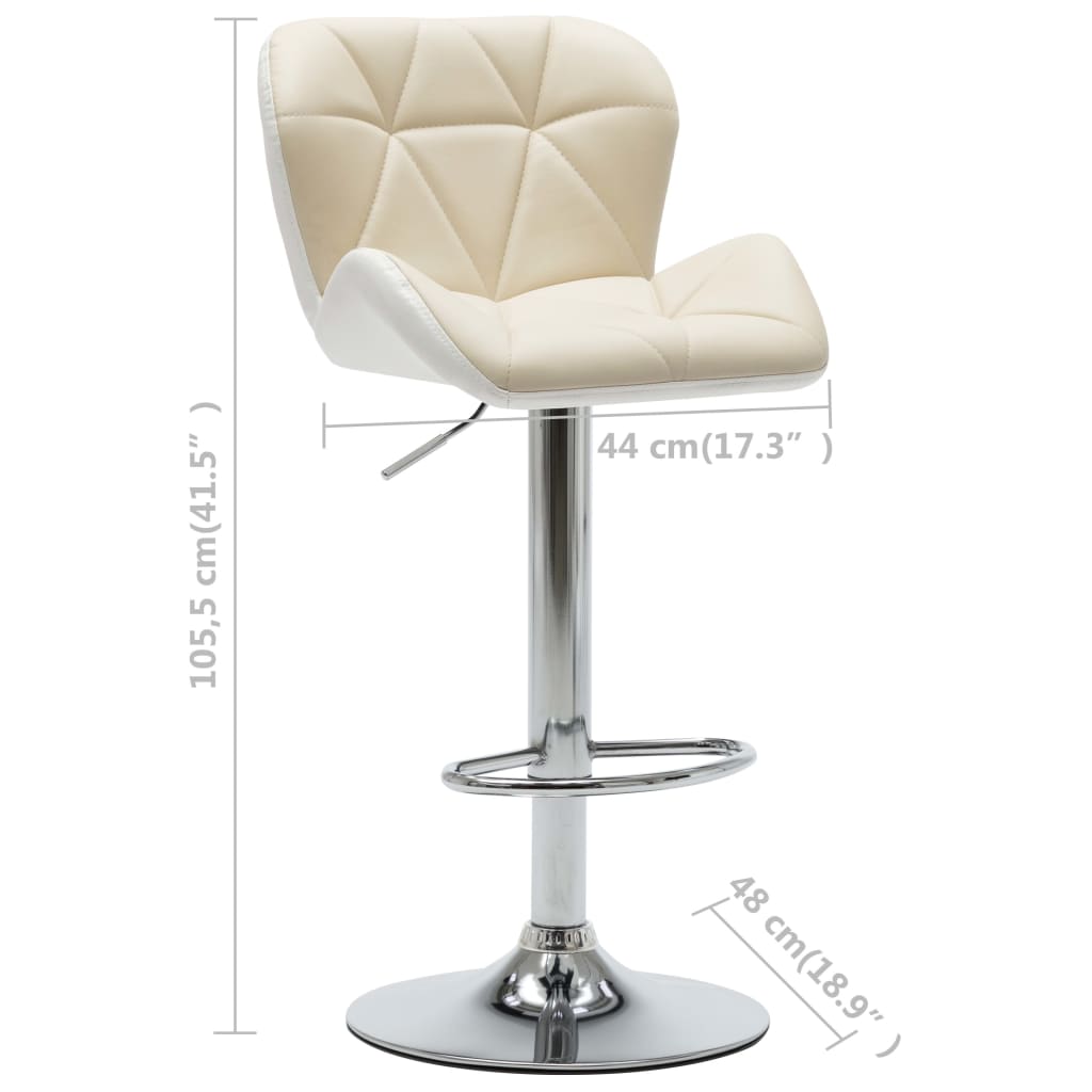 Bar Stools 2 pcs Cream Faux Leather