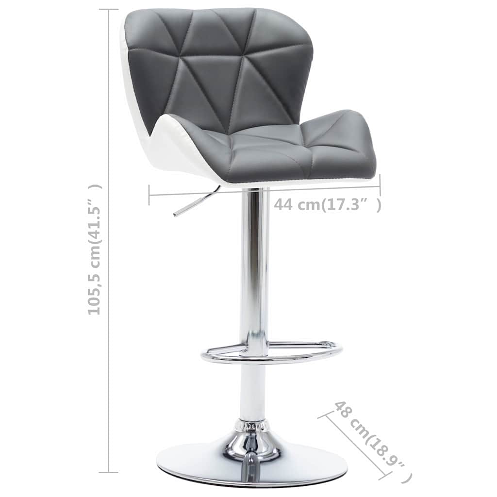 Bar Stool 2 pcs Grey 17.32 x 18.90 x 41.54 in Faux Leather