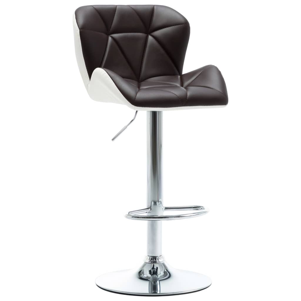 Bar Stool Set of 2 Brown, Chrome Faux leather, Chrome-plated steel