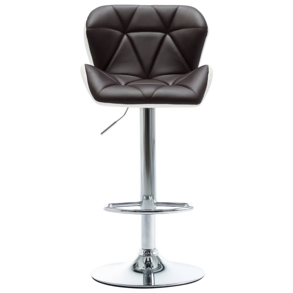 Bar Stool Set of 2 Brown, Chrome Faux leather, Chrome-plated steel