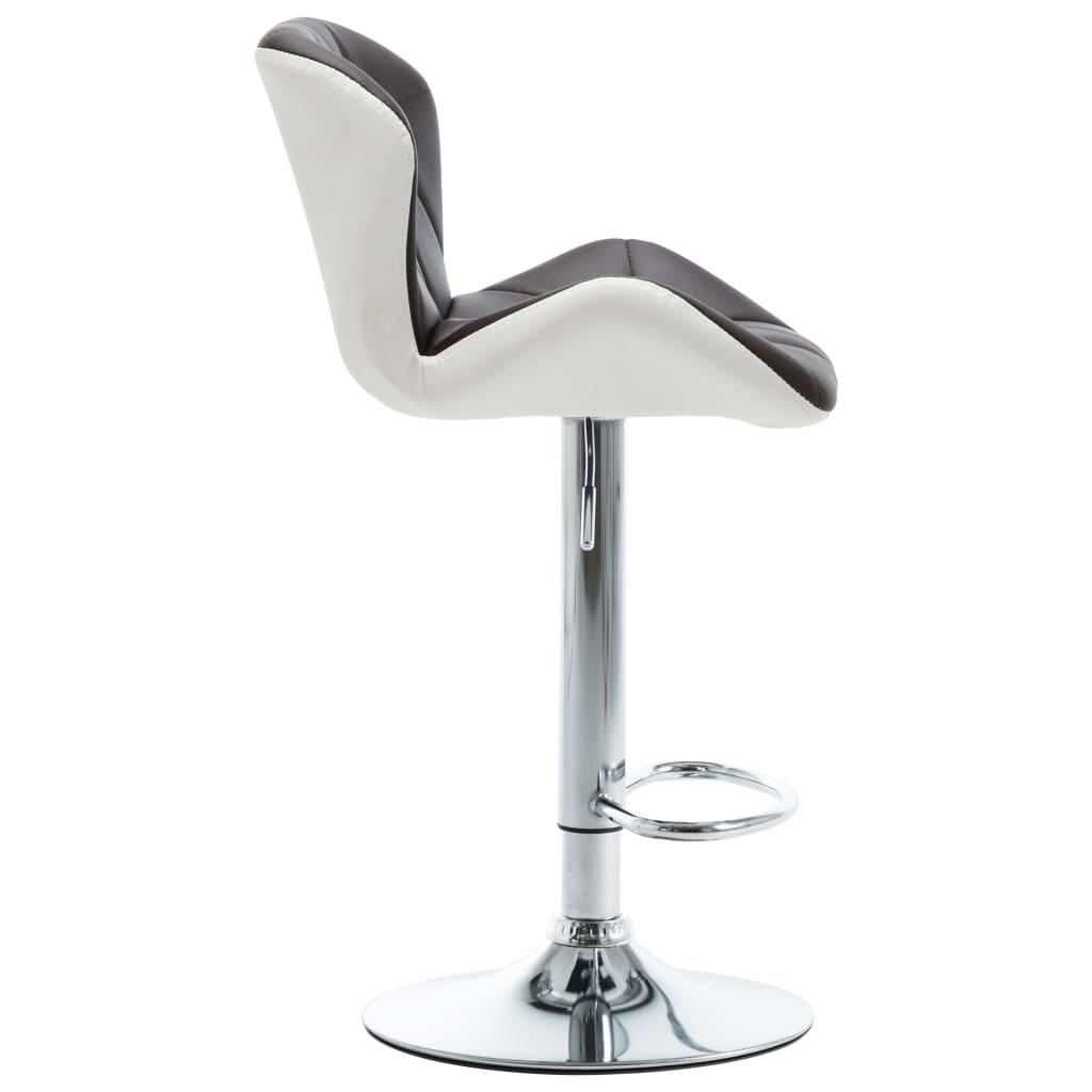 Bar Stool Set of 2 Brown, Chrome Faux leather, Chrome-plated steel