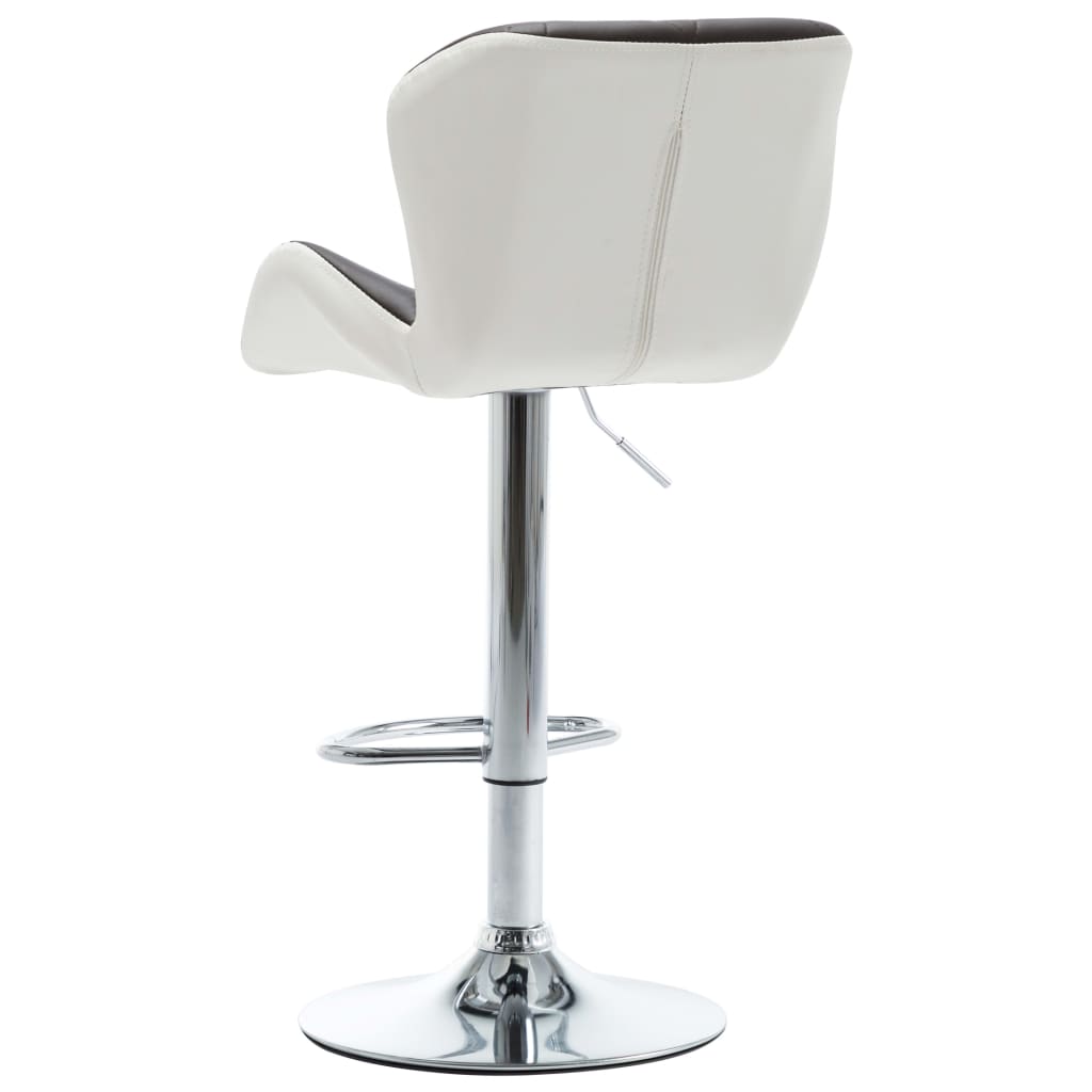 Bar Stool Set of 2 Brown, Chrome Faux leather, Chrome-plated steel