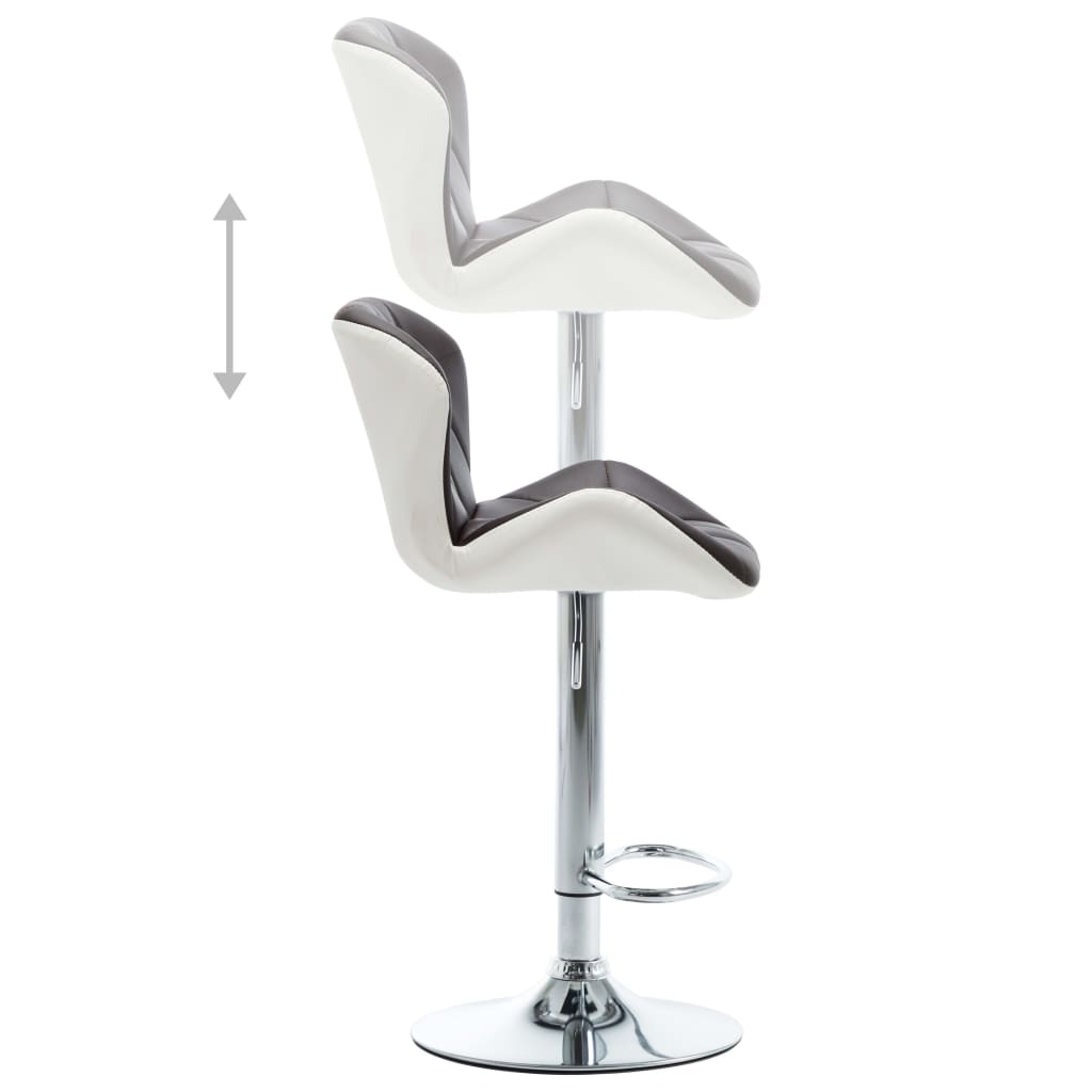 Bar Stool Set of 2 Brown, Chrome Faux leather, Chrome-plated steel