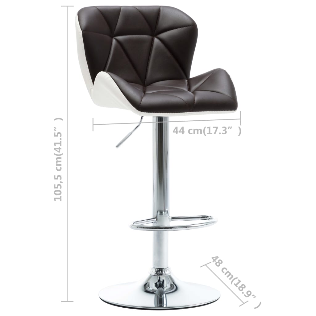 Bar Stool Set of 2 Brown, Chrome Faux leather, Chrome-plated steel
