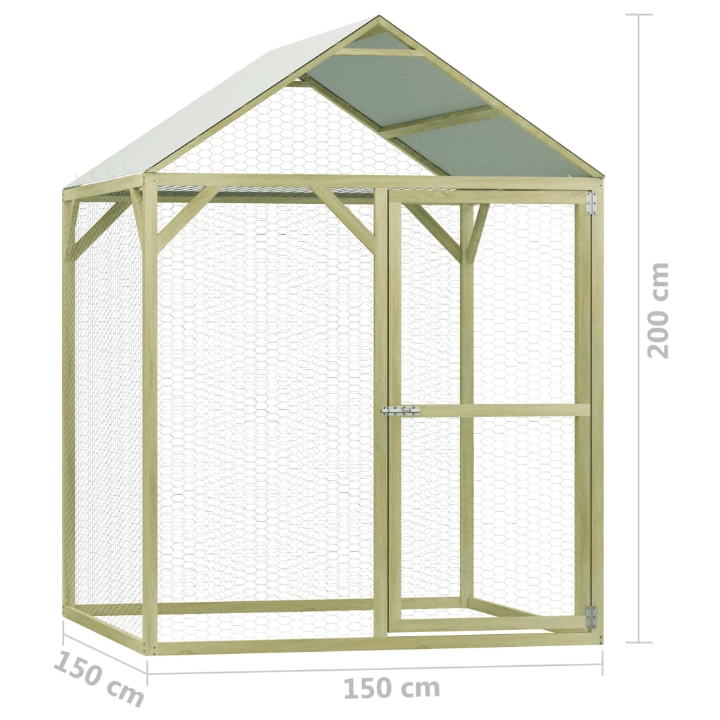 Chicken Cage Green Impregnated Pinewood 4.9x4.9x6.6 ft Durable