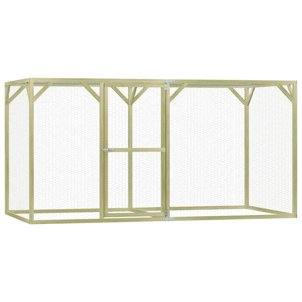 Chicken Cage Green and Silver Treated Pinewood & Galvanized Steel