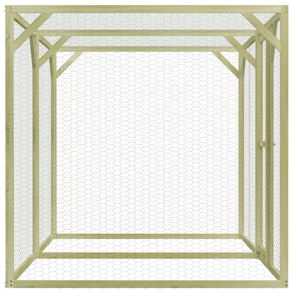 Chicken Cage Green and Silver Treated Pinewood & Galvanized Steel
