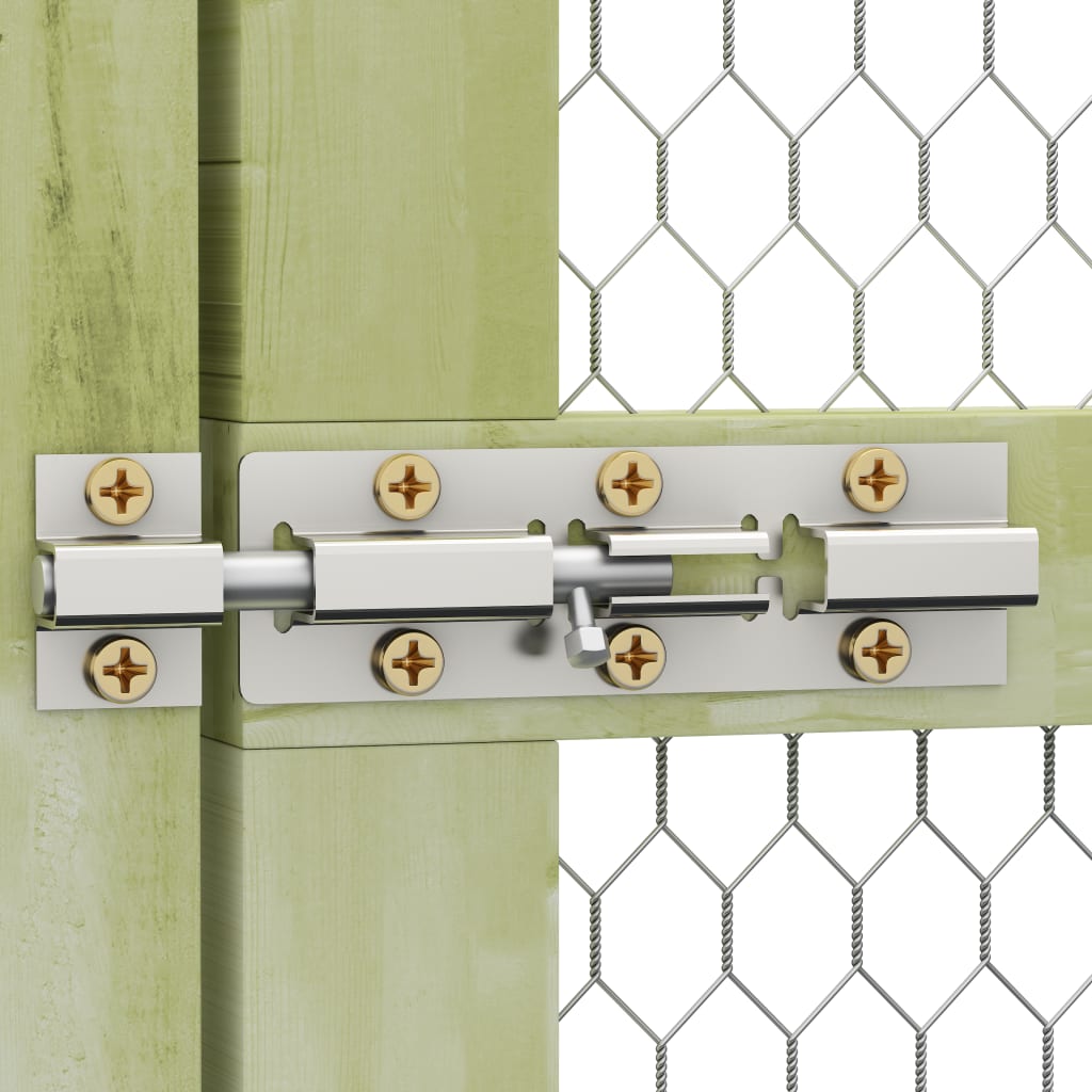 Chicken Cage Green and Silver Treated Pinewood & Galvanized Steel