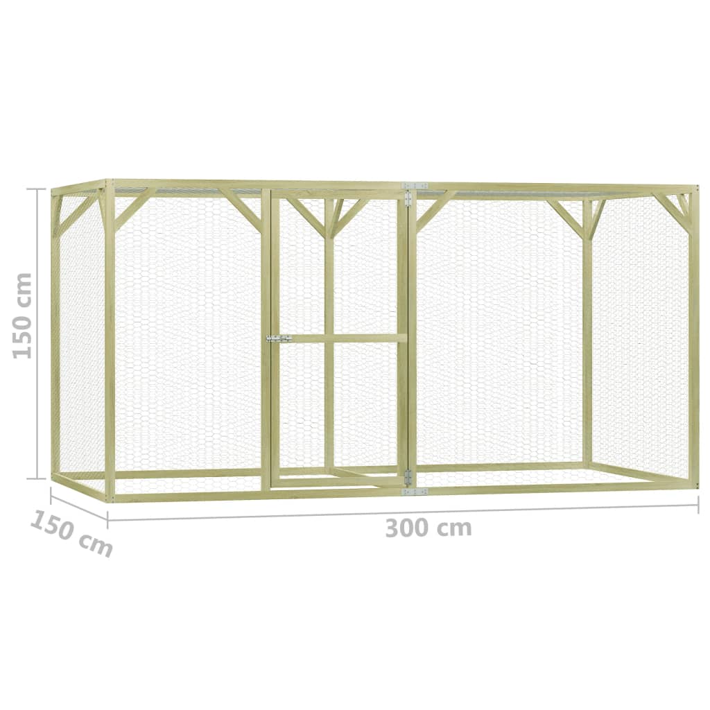 Chicken Cage Green and Silver Treated Pinewood & Galvanized Steel