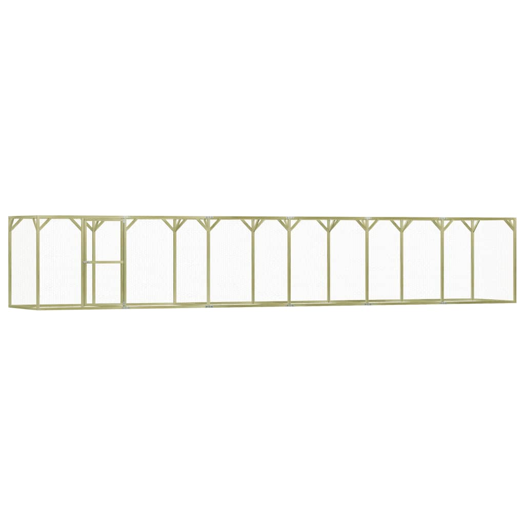 Chicken Cage Green and Silver Treated Pinewood, Galvanized Steel Wire