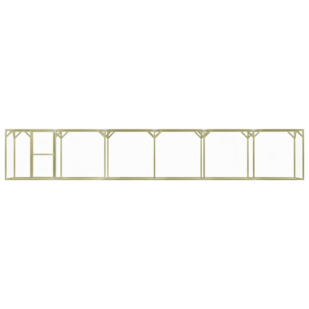 Chicken Cage Green and Silver Treated Pinewood, Galvanized Steel Wire