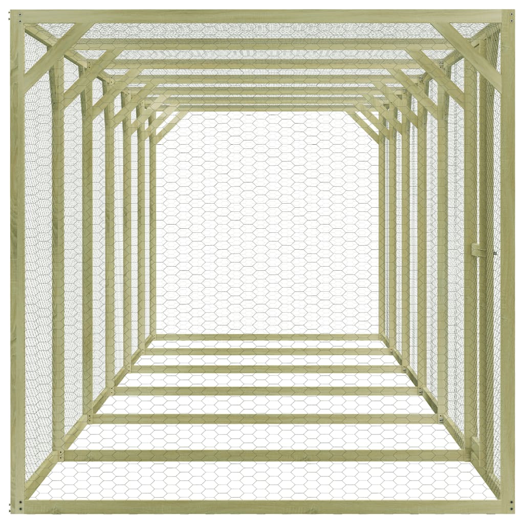 Chicken Cage Green and Silver Treated Pinewood, Galvanized Steel Wire