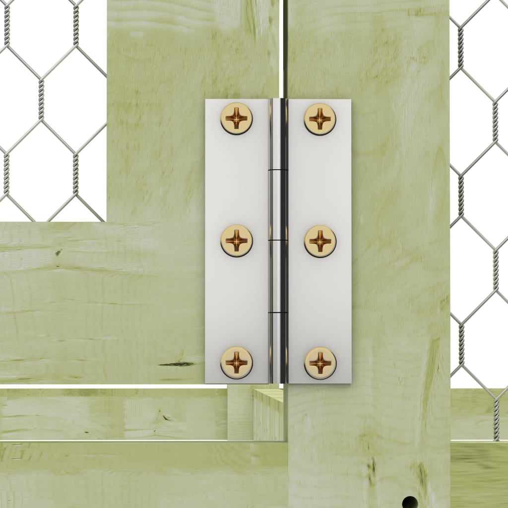 Chicken Cage Green and Silver Treated Pinewood, Galvanized Steel Wire