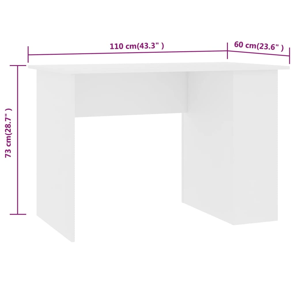 Desk White 43.3"x23.6"x28.7" Engineered Wood