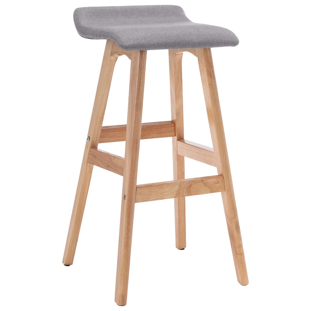 Bar Chair Set of 2 Light Grey and Light Brown Polyester, Beech Wood