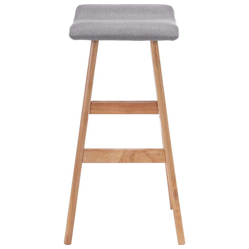 Bar Chair Set of 2 Light Grey and Light Brown Polyester, Beech Wood