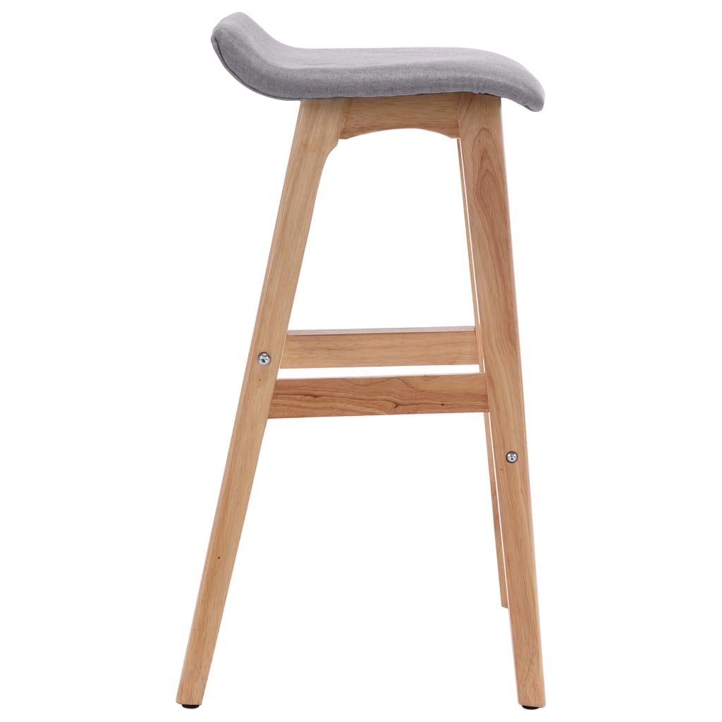 Bar Chair Set of 2 Light Grey and Light Brown Polyester, Beech Wood