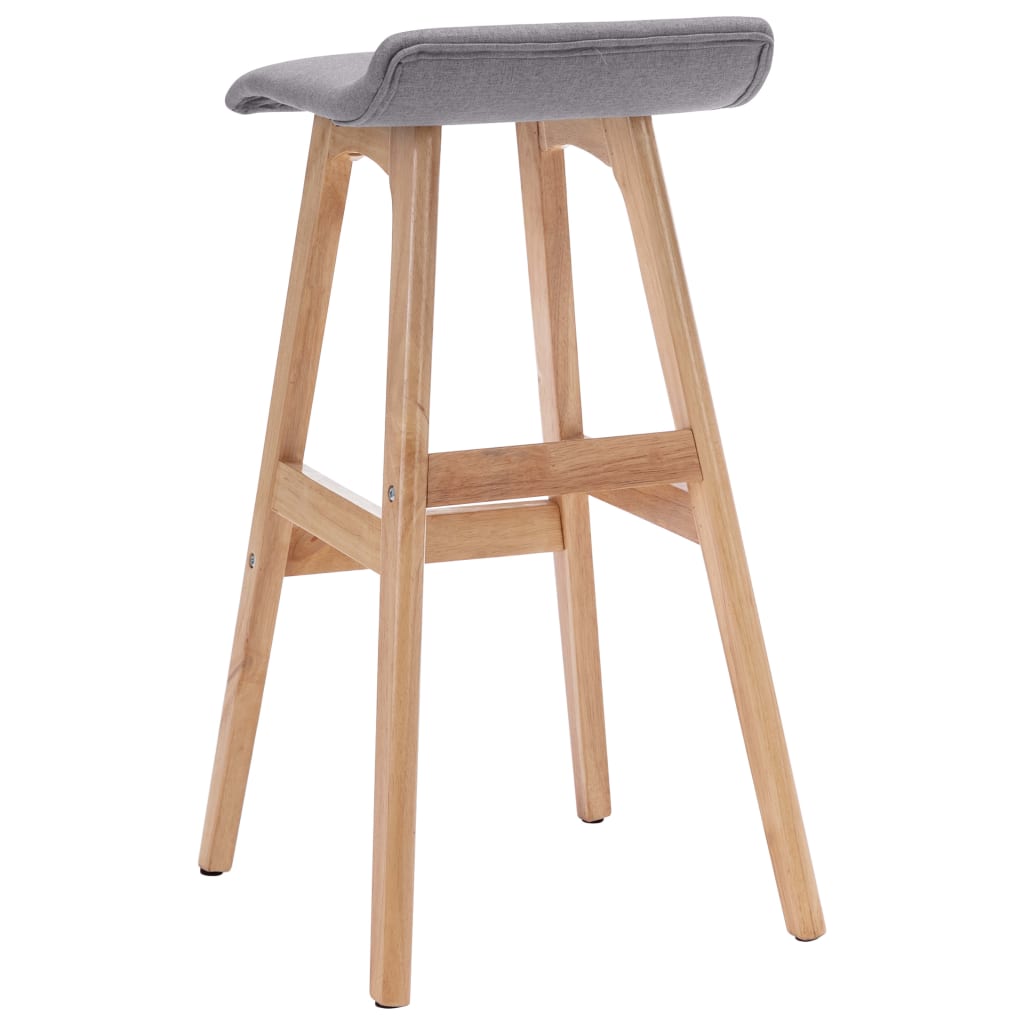 Bar Chair Set of 2 Light Grey and Light Brown Polyester, Beech Wood