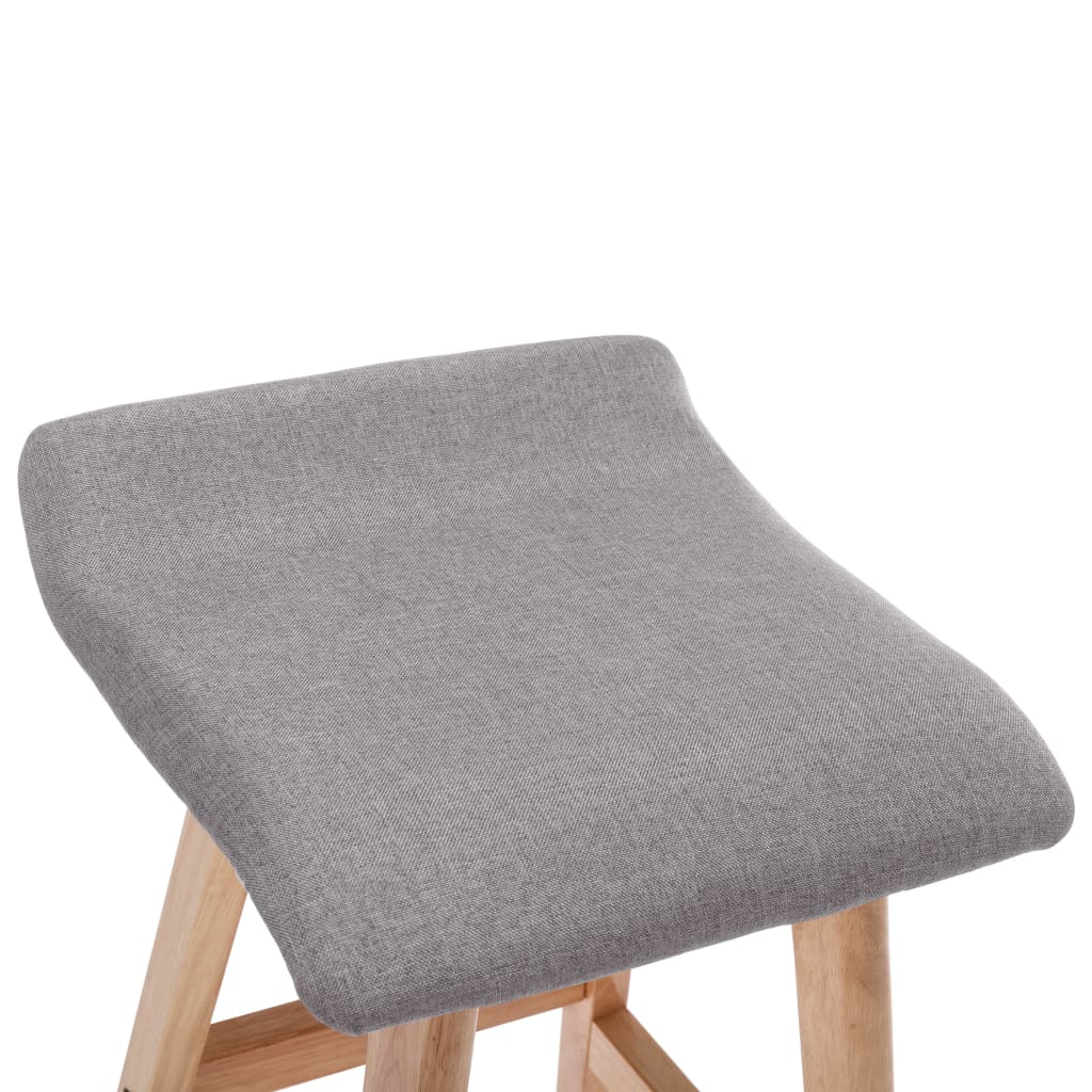 Bar Chair Set of 2 Light Grey and Light Brown Polyester, Beech Wood