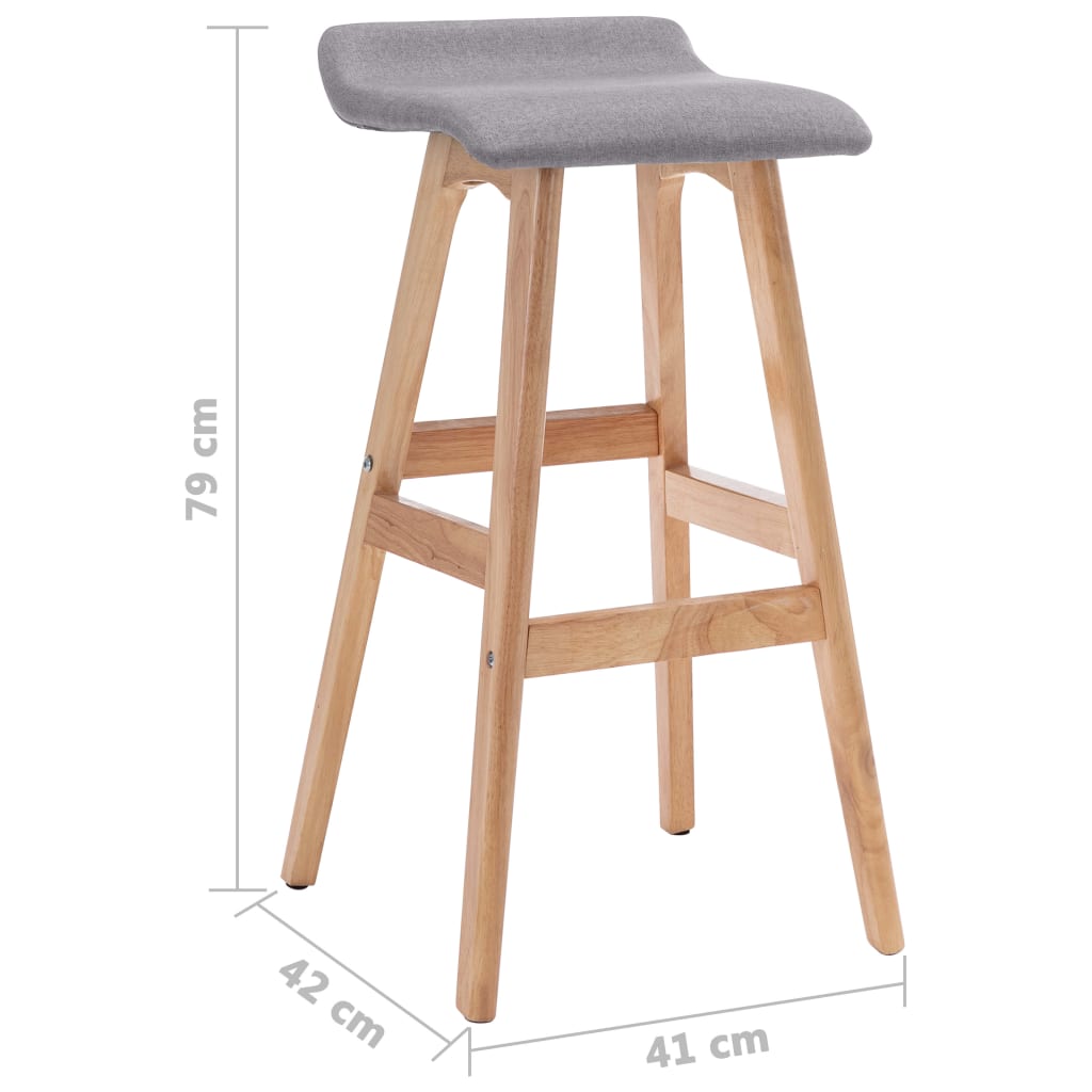 Bar Chair Set of 2 Light Grey and Light Brown Polyester, Beech Wood