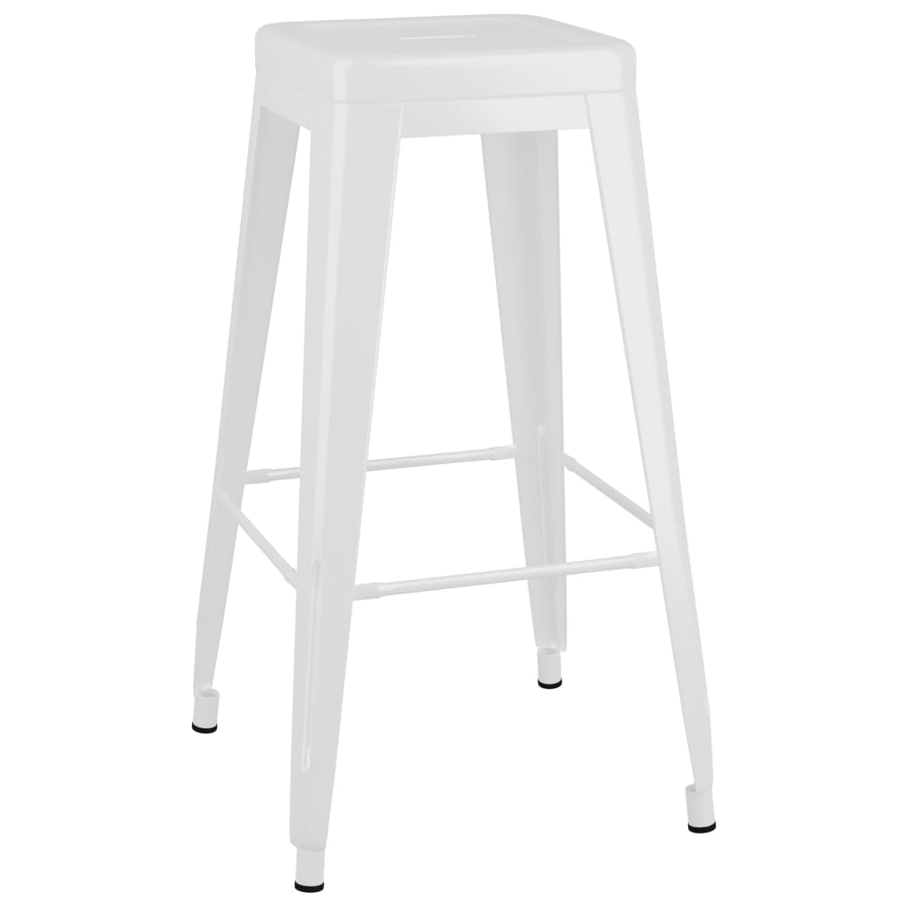 Bar Stool Set of 2 White Metal 16.9x16.9x30.3 in Stackable