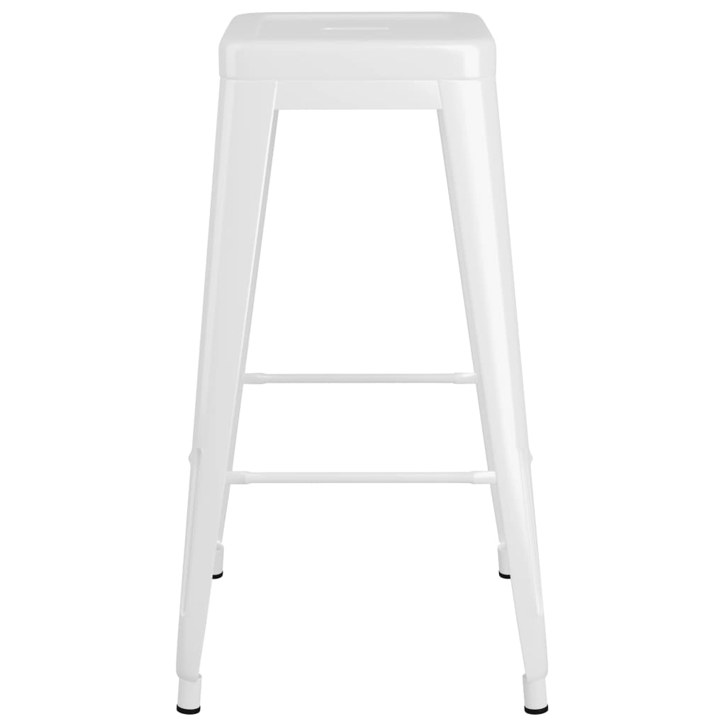 Bar Stool Set of 2 White Metal 16.9x16.9x30.3 in Stackable