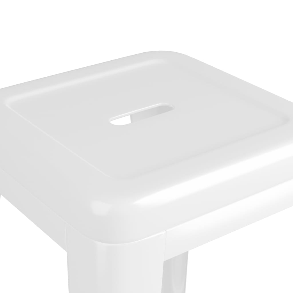 Bar Stool Set of 2 White Metal 16.9x16.9x30.3 in Stackable