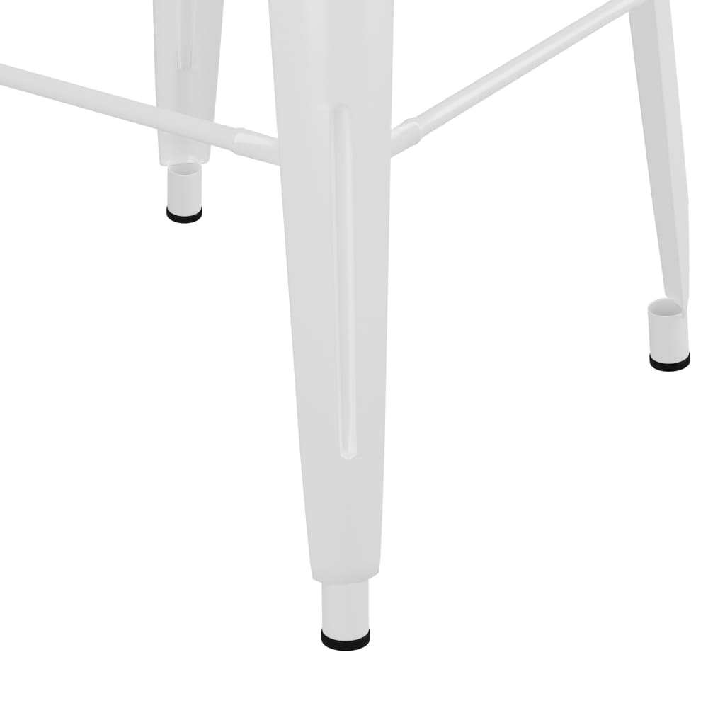Bar Stool Set of 2 White Metal 16.9x16.9x30.3 in Stackable