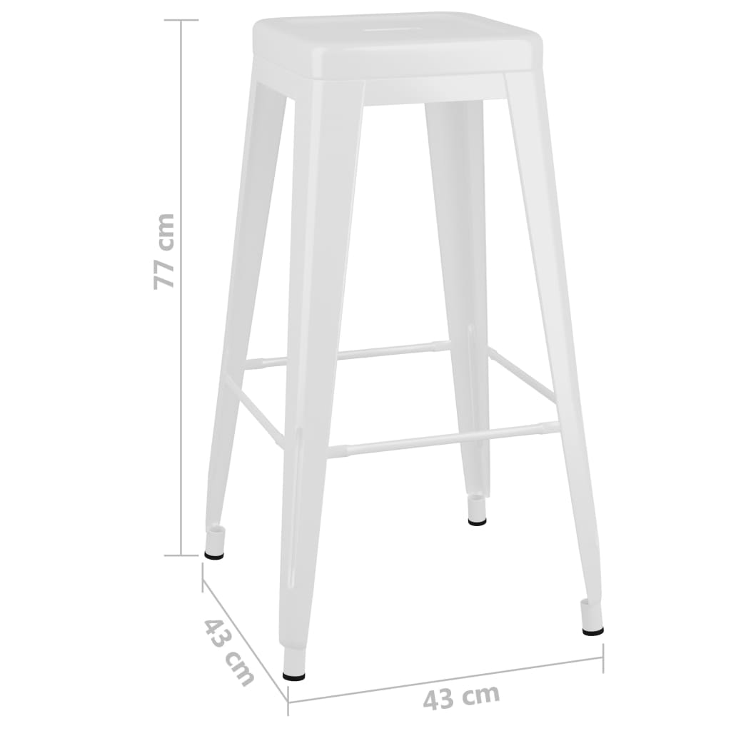 Bar Stool Set of 2 White Metal 16.9x16.9x30.3 in Stackable