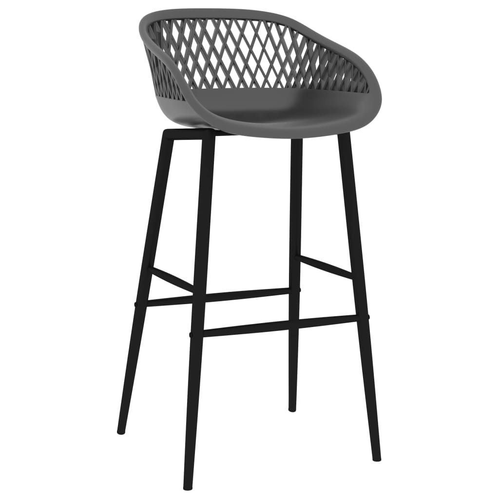 Bar Chair Set of 2 Grey PP, metal Counter height Footrest