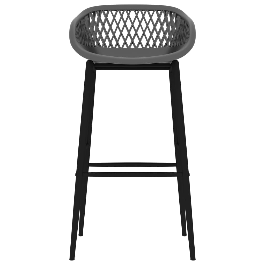 Bar Chair Set of 2 Grey PP, metal Counter height Footrest