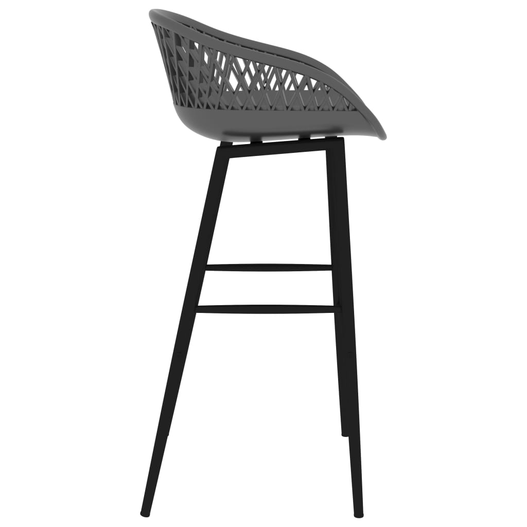 Bar Chair Set of 2 Grey PP, metal Counter height Footrest