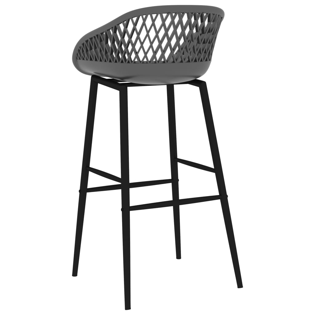 Bar Chair Set of 2 Grey PP, metal Counter height Footrest