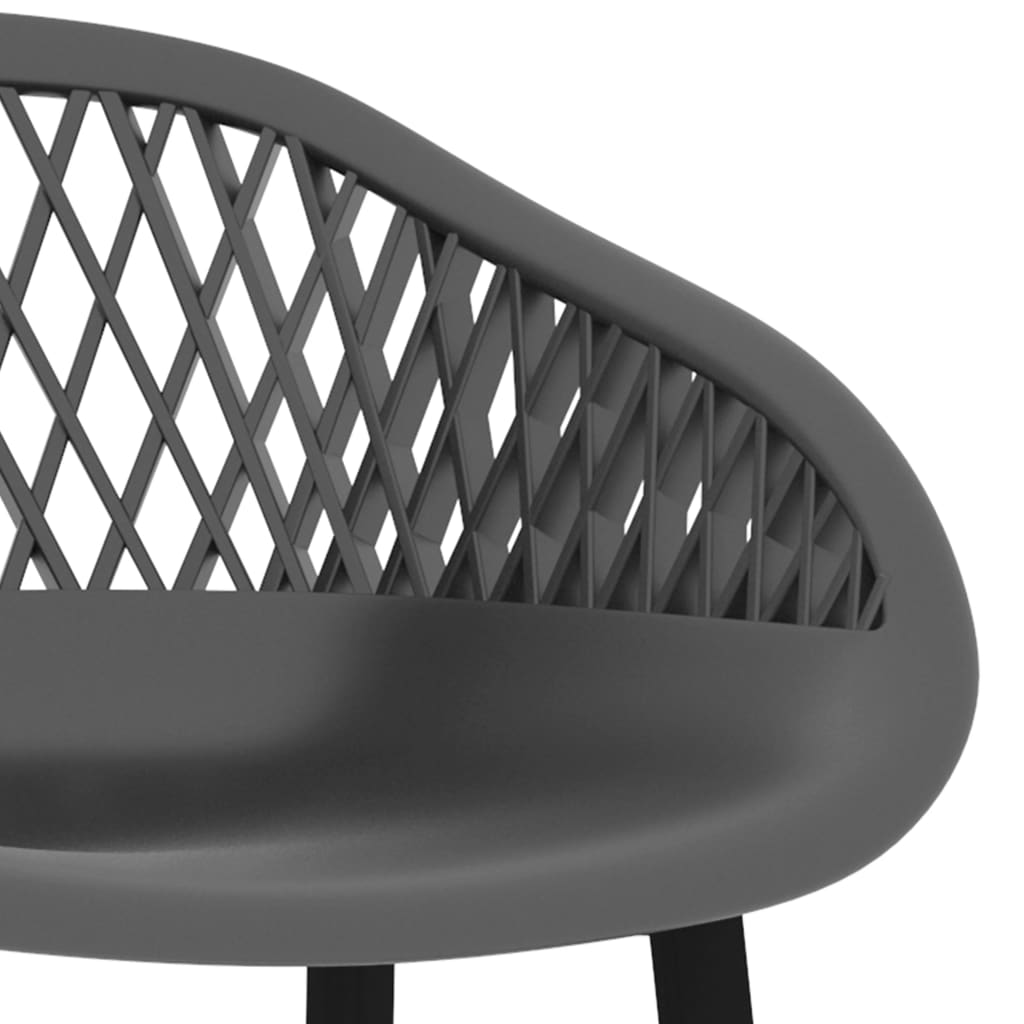 Bar Chair Set of 2 Grey PP, metal Counter height Footrest