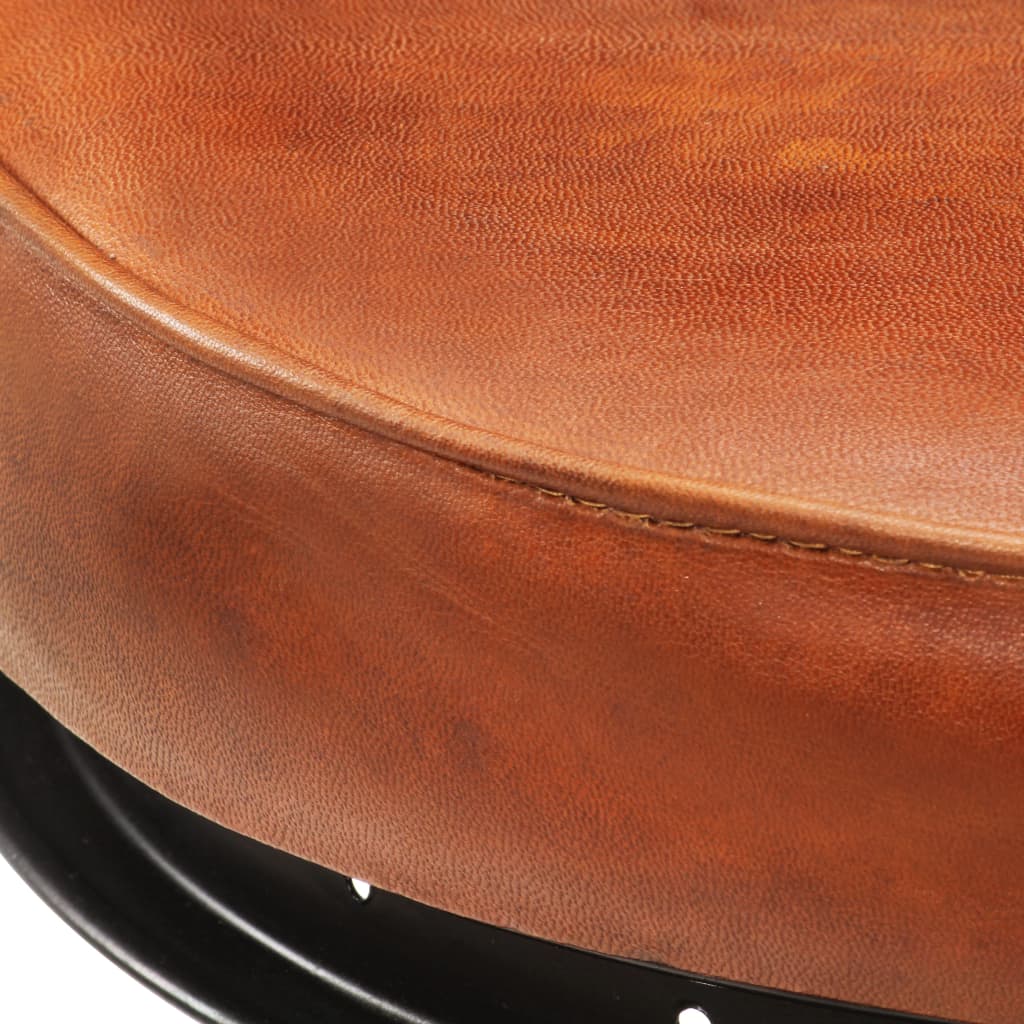 Bar Stool Set of 2 Black and brown Goat leather and steel