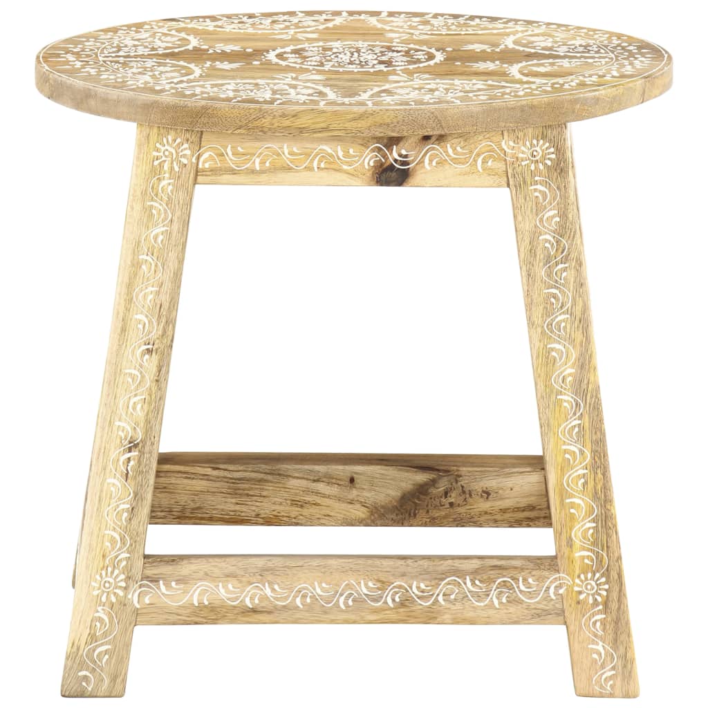 Stool Brown with white patterns Solid mango wood 15.0x15.0x13.8 in
