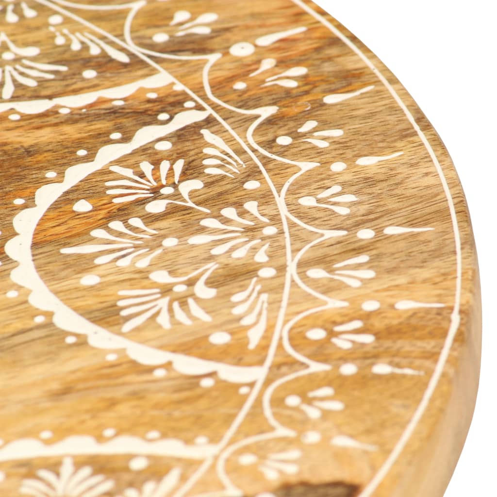 Stool Brown with white patterns Solid mango wood 15.0x15.0x13.8 in