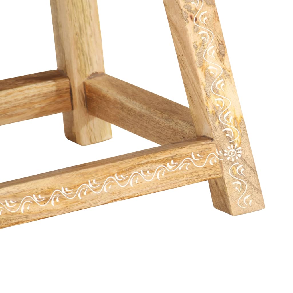Stool Brown with white patterns Solid mango wood 15.0x15.0x13.8 in