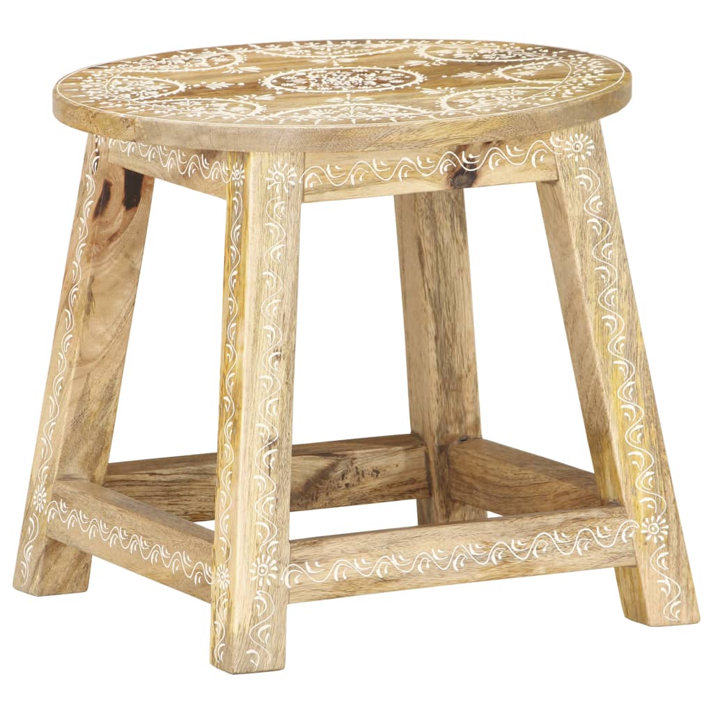 Stool Brown with white patterns Solid mango wood 15.0x15.0x13.8 in