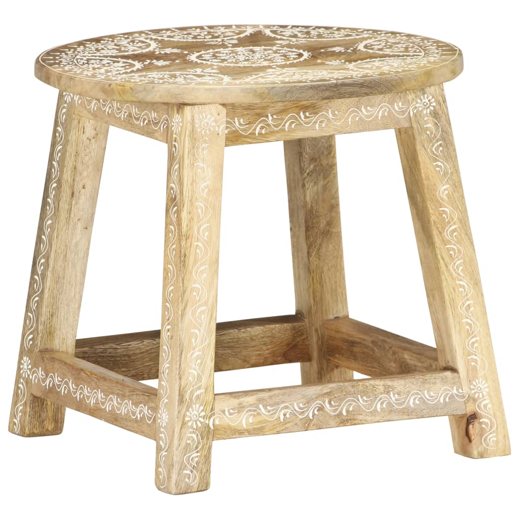 Stool Brown with white patterns Solid mango wood 15.0x15.0x13.8 in